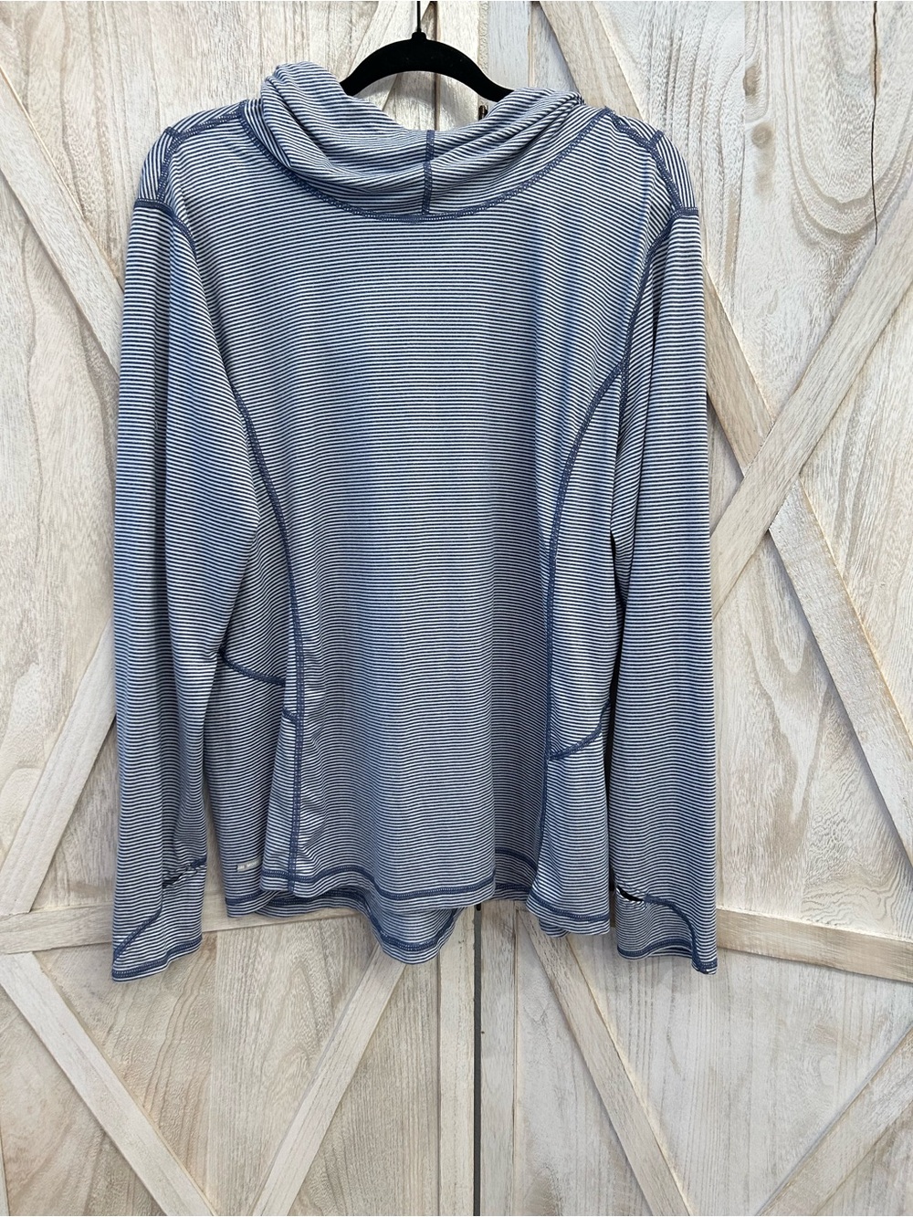 Danskin Blue and White Striped Hoodie Top